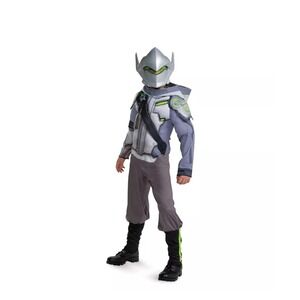 Blizzard Overwatch Boys Genji Muscle Jumpsuit Halloween Costume 10-12 Large #C41